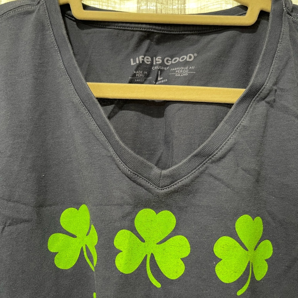 Life Is Good Charcoal Tee with Inspirational Patch - Picture 3 of 4